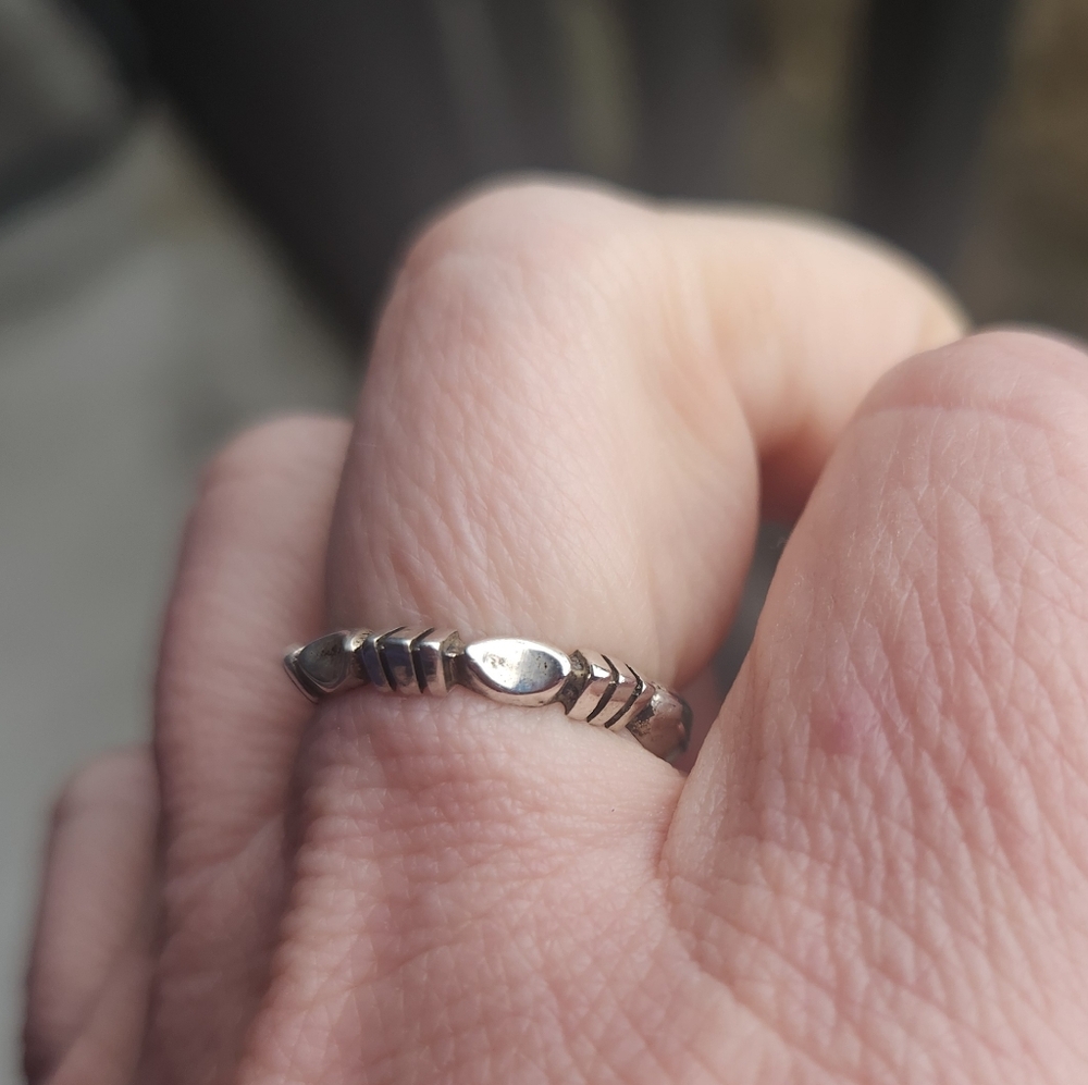 Handmade Sterling Silver 925 Native American Saw Cut Band Ring Sz 7 - Picture 3 of 8